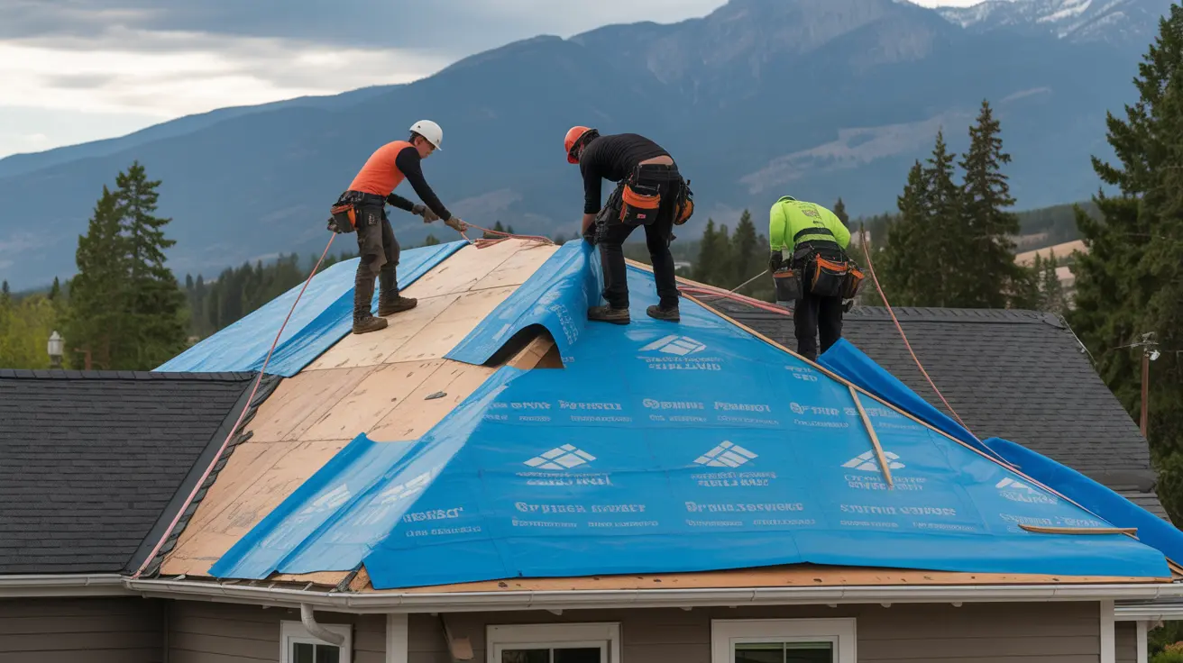 Hunter Exteriors roofing crew installing a roof system in the Okanagan